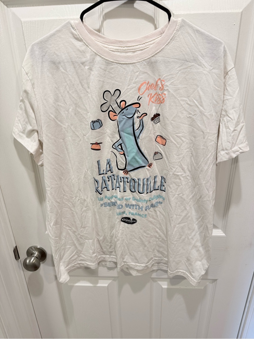 La Ratatouille Kids Graphic Tee - White with Pastel Blue & Pink Accents